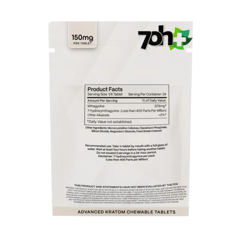 7OH Plus Advance Kratom 80% Mitragynine Extract Chewable Tablets 150mg per Tablet - Image 5